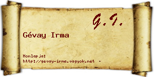 Gévay Irma névjegykártya