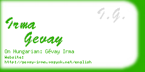 irma gevay business card