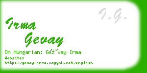 irma gevay business card